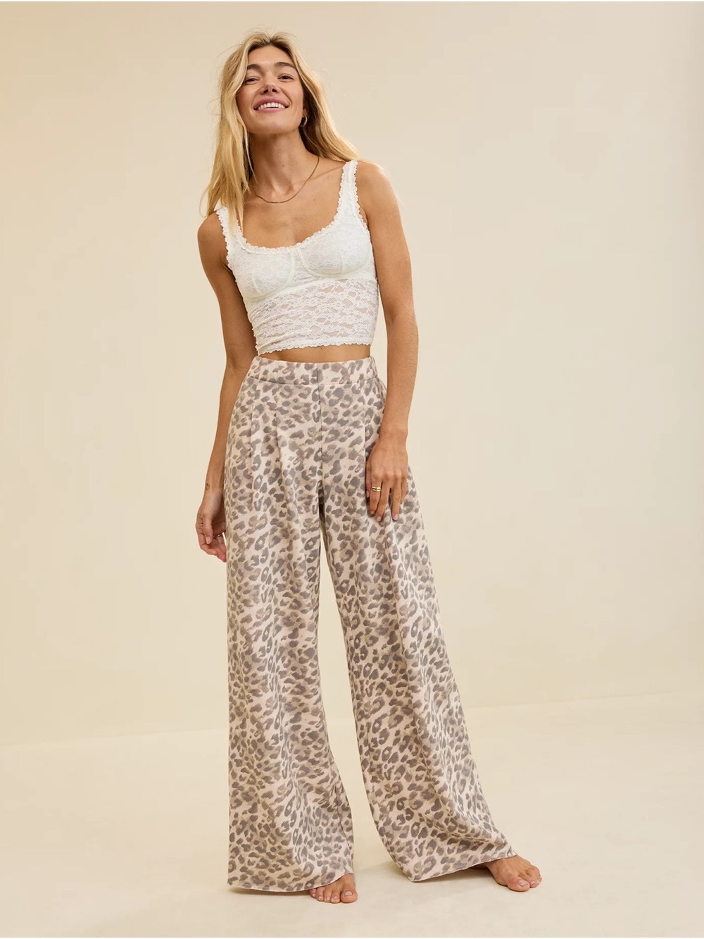 Aerie | S | Wide Leg Leopard Print Street Trouser joggers